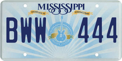 MS license plate BWW444