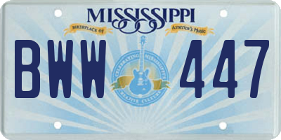 MS license plate BWW447