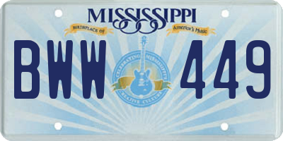 MS license plate BWW449