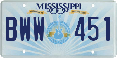 MS license plate BWW451