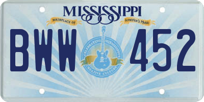 MS license plate BWW452
