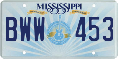 MS license plate BWW453