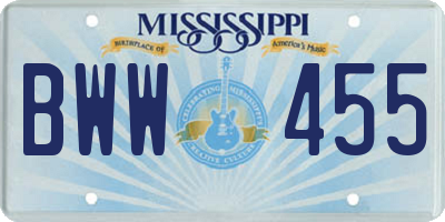 MS license plate BWW455