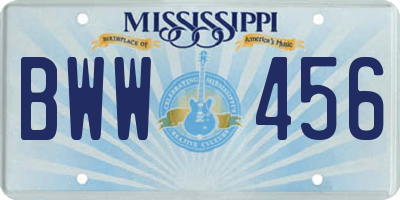 MS license plate BWW456