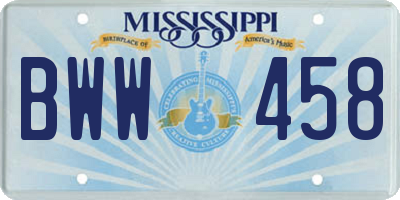 MS license plate BWW458