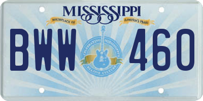 MS license plate BWW460