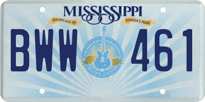 MS license plate BWW461