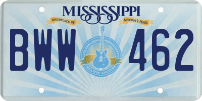 MS license plate BWW462