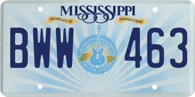 MS license plate BWW463