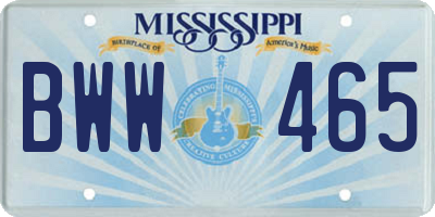 MS license plate BWW465