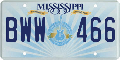 MS license plate BWW466
