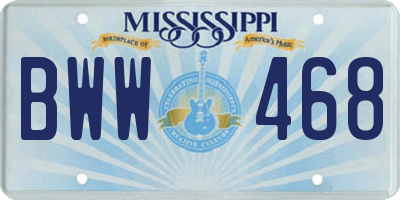 MS license plate BWW468