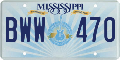 MS license plate BWW470