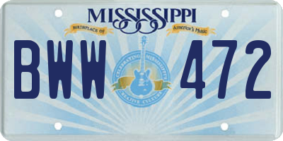 MS license plate BWW472