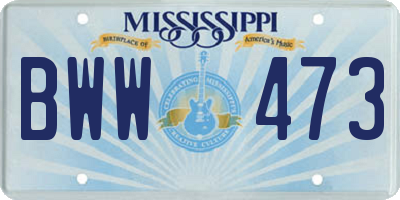 MS license plate BWW473