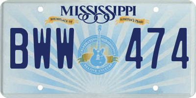MS license plate BWW474