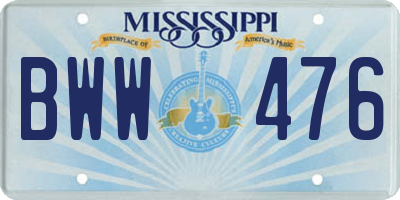 MS license plate BWW476
