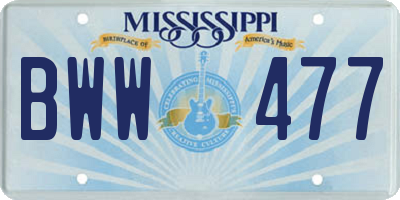 MS license plate BWW477