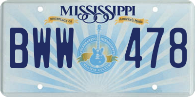 MS license plate BWW478