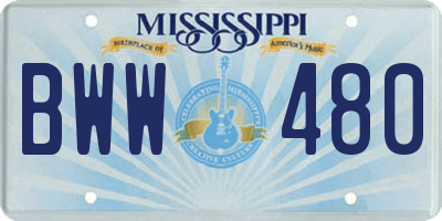 MS license plate BWW480