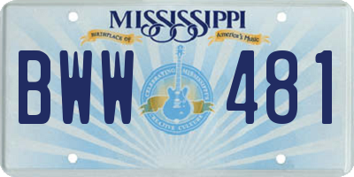 MS license plate BWW481