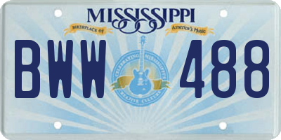 MS license plate BWW488
