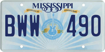 MS license plate BWW490