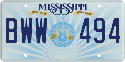 MS license plate BWW494