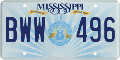 MS license plate BWW496