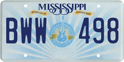 MS license plate BWW498