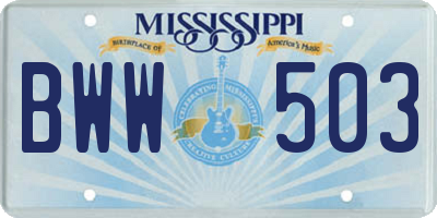 MS license plate BWW503