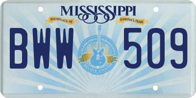 MS license plate BWW509