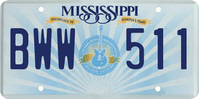 MS license plate BWW511