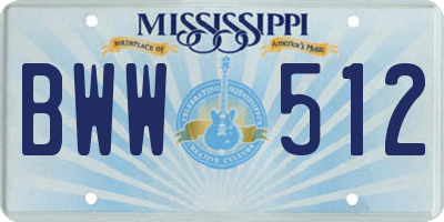 MS license plate BWW512