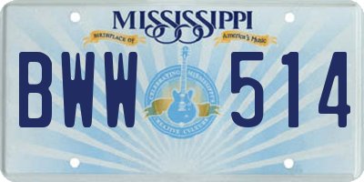 MS license plate BWW514