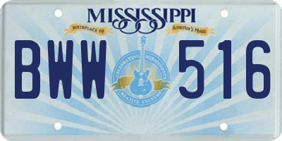 MS license plate BWW516