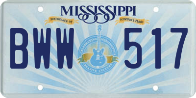 MS license plate BWW517