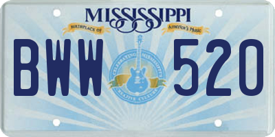 MS license plate BWW520