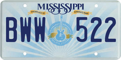 MS license plate BWW522