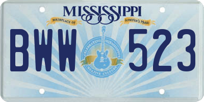 MS license plate BWW523