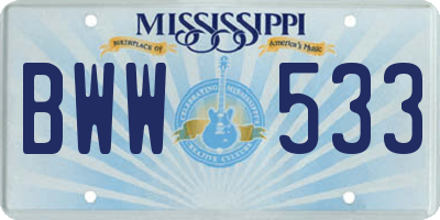 MS license plate BWW533