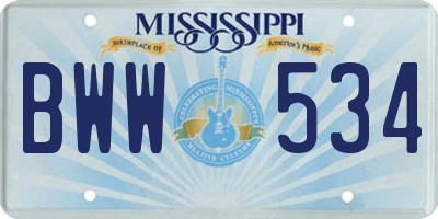 MS license plate BWW534