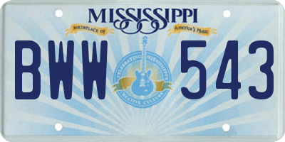 MS license plate BWW543