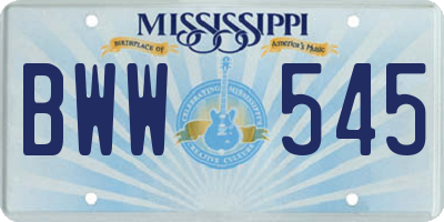 MS license plate BWW545