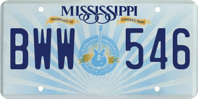 MS license plate BWW546
