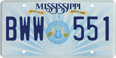 MS license plate BWW551
