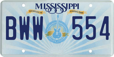MS license plate BWW554