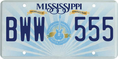 MS license plate BWW555