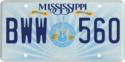 MS license plate BWW560