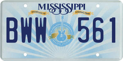 MS license plate BWW561